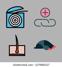 skin icon set. vector set about attachment, dental floss, hair and mole icons set.