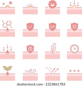 Skin illustration icon set of vector