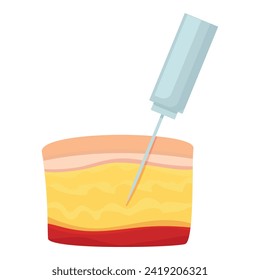 Icono de inyección de piel vector de caricatura. Liposucción femenina. procedimiento de belleza