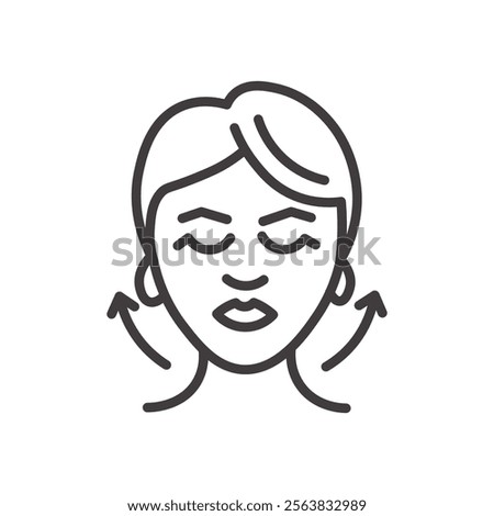 Skin Lifting Icon Depicting a Face Outline with Arrows in Black and White