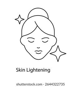 Skin Lightening Sparkles Representing Brighter, Clearer Complexion icon with editable stroke.