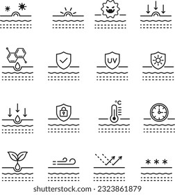 Skin line icon set of vector