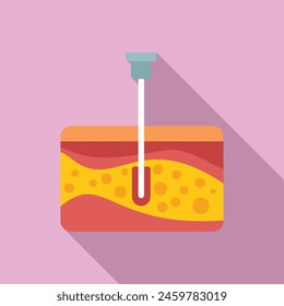 Icono de inyección de liposucción de piel Vector plano. Cuidado de grasa delgada. Procedimiento femenino
