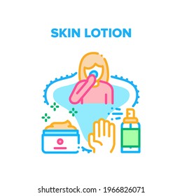 Skin Lotion Vector Icon Concept. Smooth Skin Lotion Sprayer And Cream Container, Woman Treatment Natural Eco Cosmetic For Face And Hands, Skincare Beauty Product Color Illustration