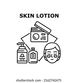 Skin Lotion Vector Icon Concept. Skin Lotion Cosmetology Product For Treatment And Rejuvenation Face, Skincare Cosmetic Container Package. Facial Cream Bottle With Pump Black Illustration