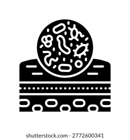 Skin Microbiome Icon Professional UI Symbol for Dermatological Health, Epidermal Barrier Protection and Cutaneous Microbiota Balance. It represents skin flora, beneficial bacteria, and personalized skincare data tracking. Ideal for beauty tech software dashboards, dermatology clinical interfaces, and cosmetics research platforms. Isolated on white background