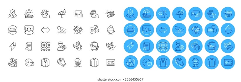 Skin moisture, Food delivery and Augmented reality line icons pack. Education, Call center, Home grill web icon. Fuel price, Clapping hands, Search file pictogram. Mattress. Color icon buttons. Vector