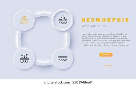 Conjunto de iconos de hidratación de la piel. Mantenimiento de la piel sana e hidratada y representación. Concepto de cuidado de la piel. Estilo neomorfista. Icono de línea de vector para negocios y publicidad