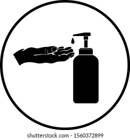 skin moisturizer cream or hand soap bottle and hand vector symbol