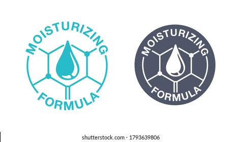 Skin Moisturizing Formula Emblem - Anti-age And Anti Wrickles Cosmetics Marking - Water Drop Locked Inside Molecular Structure - Vector Skincare Stamp 