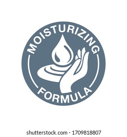 Icono de fórmula hidratante de piel 
 - emblema para el marcado de cosméticos antiedad y antiarrugas - caída de agua bloqueada dentro de la estructura molecular - pictograma para el cuidado de la piel vectorial 