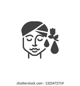 Skin moisturizing vector icon. filled flat sign for mobile concept and web design. Herbal cosmetic procedure glyph icon. Symbol, logo illustration. Pixel perfect vector graphics