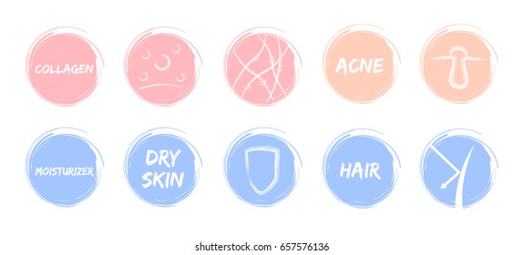 Skin Pastel Icon Vector / Sheild Acne Skin Moisturizer Hair Collagen Protection