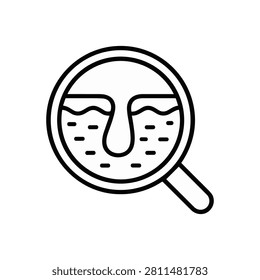 Skin Pore Magnifier Icon Containing enlarged pores, skin analysis, dermatology, and outline icon. Outline icon