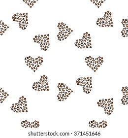 Skin print leopard. Seamless pattern background heart shape.