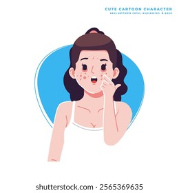 skin problem cute cartoon character