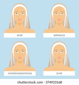 Skin problems: acne, wrinkles, hyperpigmentation, scars