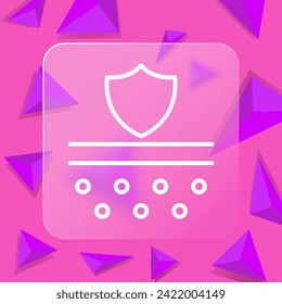 Skin protection line icon. Cosmetics, makeup, mascara, lipstick, mirror, care, perfume. Glassmorphism style. Vector line icon for business and advertising