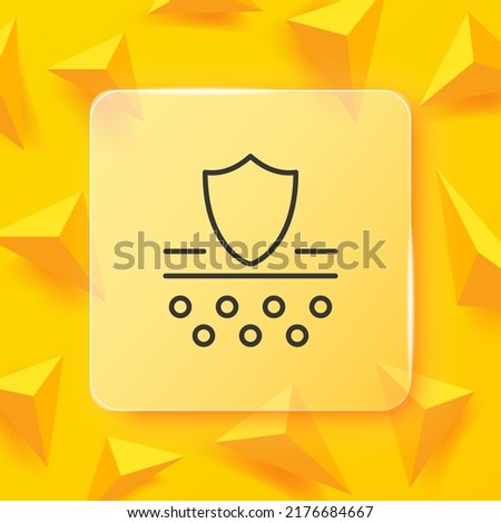 Skin protection line icon. Shield, caring cosmetics, moisturizing, moisture resistance, cold, spf, sunscreen. Personal care concept. Glassmorphism style. Vector line icon for Business and Advertising.