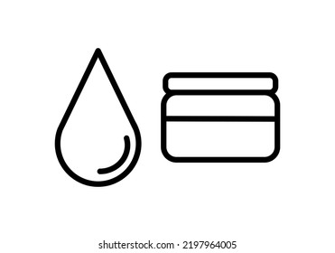 Skin protection set icon. Protection from cold, moisture, heat, ultraviolet. Pore cleansing, acne protection. Scin care concept. Vector line icon for Business and Advertising