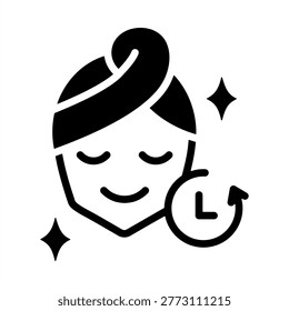 Skin Rejuvenation Icon - Solid Black Glyph Icons For Spa and Esthetics