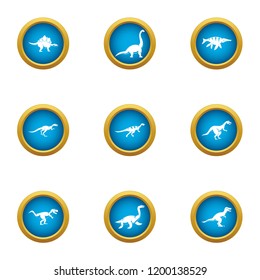 Skin saurian icons set. Flat set of 9 skin saurian vector icons for web isolated on white background