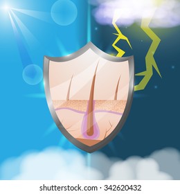 Skin Shield Protect Weather Biology Vector