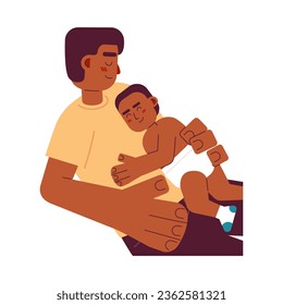 Skin to skin sleeping flat concept vector spot illustration. Bond between father and child. Fatherhood 2D cartoon characters on white for web UI design. Parenting isolated editable creative hero image
