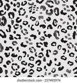 Skin Of A Snow Leopard. Watercolor Seamless Pattern