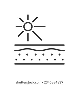 Skin and the sun, linear icon. Line with editable stroke