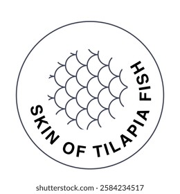 Skin of Tilapia Fish Icon. Tilapia skin, fish collagen, marine collagen, fish-based supplement, natural fish skin.