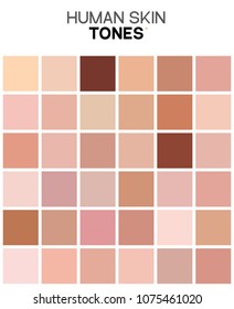 Skin tone color chart. Human skin texture color infographic palette. Facial care design.