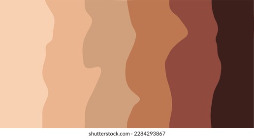 Gráfica de escala de color de tono de piel. Paleta marrón vector piel humana icono de banner infográfico