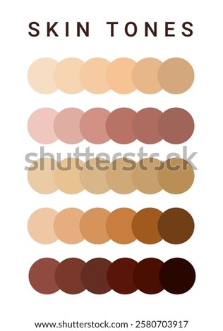 Skin tone color scale chart. Brown palette vector human skin infographic banner icon.