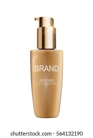 Skin Toner Bottle Tube Template for Ads or Magazine Background. 3D Realistic Vector Iillustration. EPS10