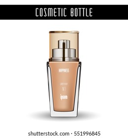 Skin toner, glass bottle mockup for ads or magazine. Vector Illustration.