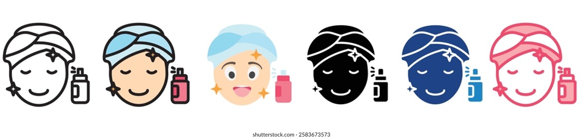 Skin Toner multi-style color icon, mini or small illustration, use for UI, UX, app and web development, digital or print. for health, beauty, personal care, body treatment.