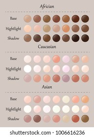 Skin Tones Palette Vector Skin Color Chart