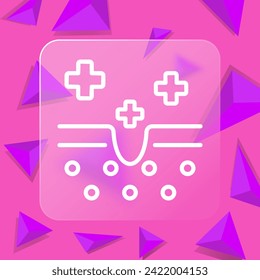 Skin treatment line icon. Cosmetics, makeup, mascara, lipstick, mirror, care, perfume. Glassmorphism style. Vector line icon for business and advertising