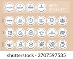 Skin types and cosmetics icon set. The outline icons are well scalable and editable. Contrasting elements are good for different backgrounds. EPS10.