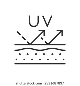 Haut- und UV-Strahlenschutz, lineares Symbol. Linie mit bearbeitbarem Hub