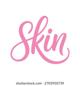 Skin written with a joining script style on a white background with a bold stroke in vector format