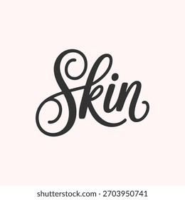 Piel escrita con un estilo de escritura de unión sobre un fondo blanco con un trazo en negrita en formato de Vector
