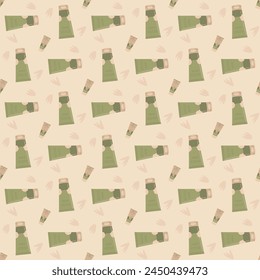 Skincare beauty seamless pattern. Cosmetics cream repeat cover. Moisturizing face products endless background. Flat vector illustration.