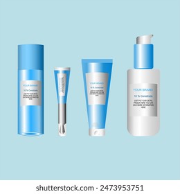 Skincare bottle mock up mockup for beauty skincare retinol, eyecream, serum, facewash, bodywash, man and woman can used this vector