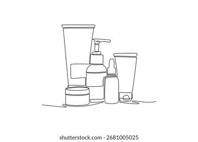 Skincare concept. Single line draw design. Vector graphic illustration