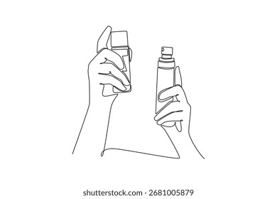 Concepto de cuidado de la piel. Diseño de dibujo de línea única. Ilustración gráfica de Vector