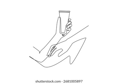 Concepto de cuidado de la piel. Diseño de dibujo de línea única. Ilustración gráfica de Vector