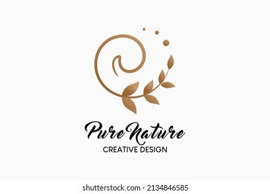 Skincare, cosmetic or beauty logo design. Flower or leaf icon with creative concept in letter c line art style. Vector illustration of fashion logo.