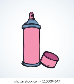 Skincare face air red foam jar tin canister. Bright pink ink hand drawn logo sign emblem sketch in creative city street artist modern doodle style pen on paper space for text on white label backdrop